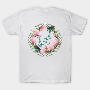 Love - Magnolia And Butterflies T-Shirt